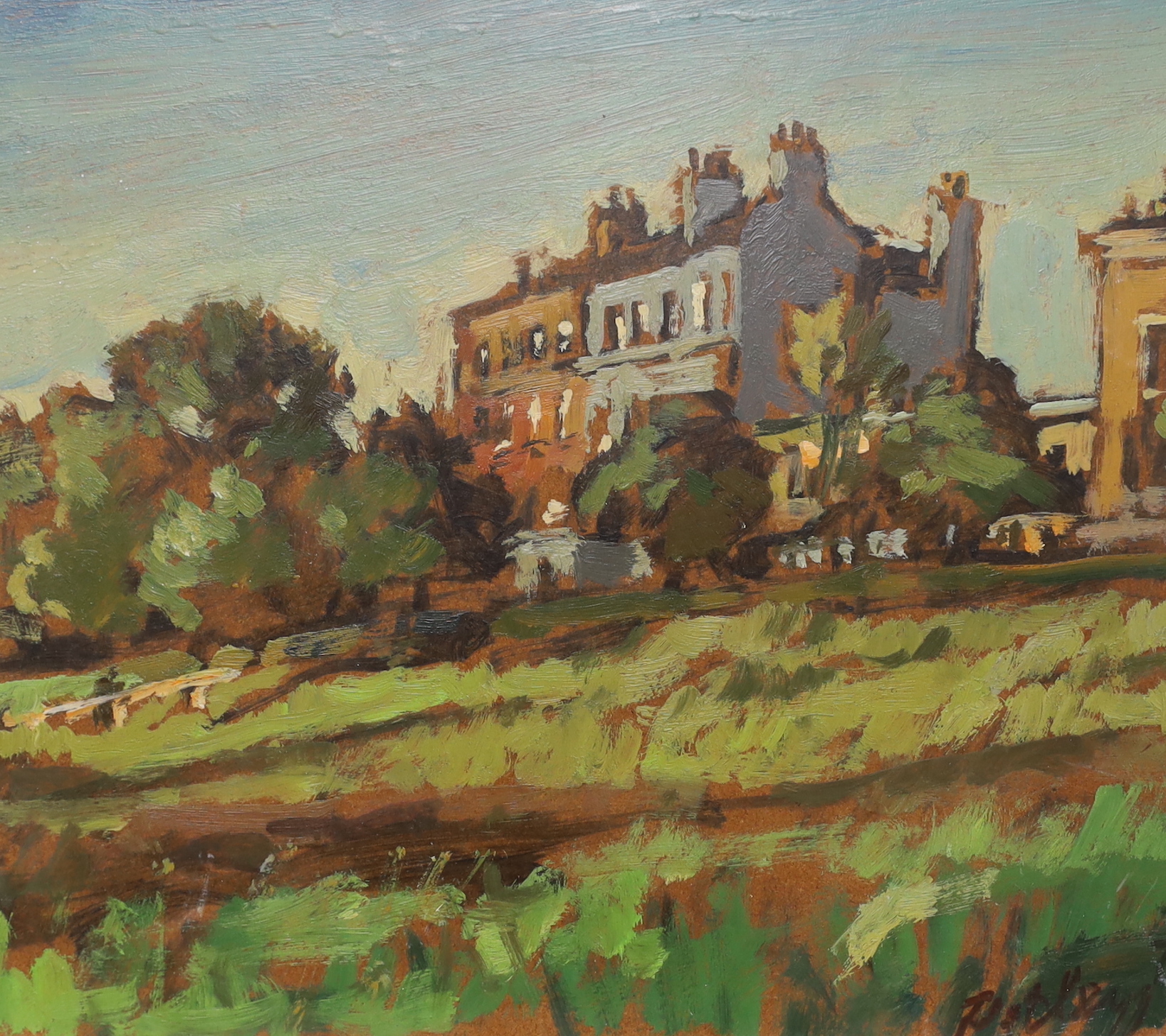 Llewellyn Petley-Jones (1908-1986), oil on board, 'Richmond Hill', signed, 25 x 28.5cm, unframed